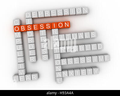 3d image Obsession word cloud concept Stock Photo