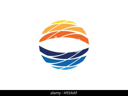 abstract circle elements concept logo ideas, illustration sun and waves symbol icon template vector design Stock Vector