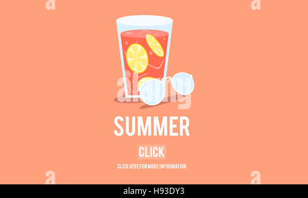 Summer Glass Lemonade Drink Graphic Concept Stock Photo