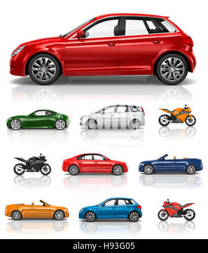 Transportation Vehicle Car Motorcycle Performance Concept Stock Photo