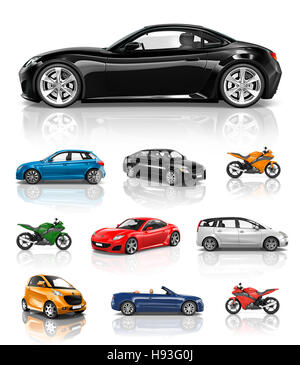 Transportation Vehicle Car Motorcycle Performance Concept Stock Photo