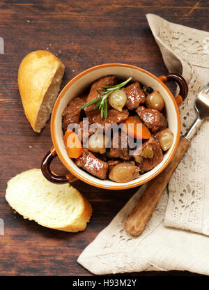 Traditional  beef goulash - Boeuf bourguigno. Comfort food. Stew meat with vegetables Stock Photo