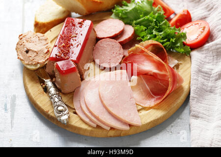 Assorted deli meats - ham, salami, parma, prosciutto, pate