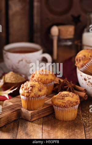 Seasonal cinnamon streusel muffins Stock Photo
