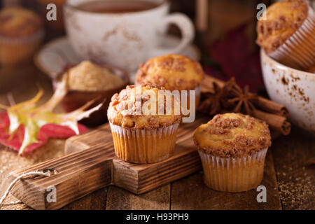 Seasonal cinnamon streusel muffins Stock Photo
