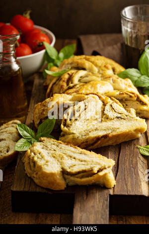 Braided pesto bread Stock Photo