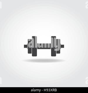 Black realistic dumbbell icon. Gym equipment. Stock Vector