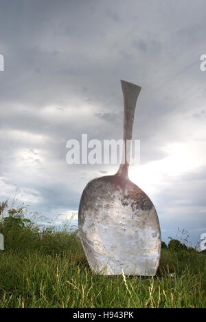 The Giant Spoon near Cramlington /  Eat for England by Bob Budd Stock Photo