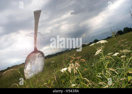 The Giant Spoon near Cramlington /  Eat for England by Bob Budd Stock Photo