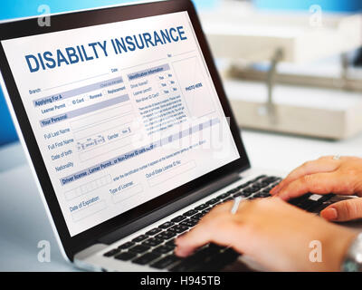 Disability Insurance Form Contract Concept Stock Photo