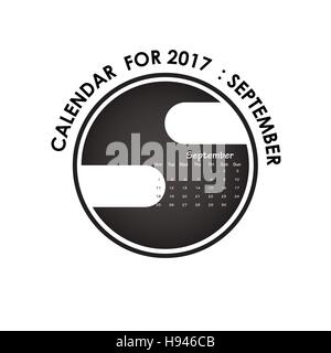 2017 calendar vector design stationery template.Calendar for september 2017.Vector illustration. Stock Vector