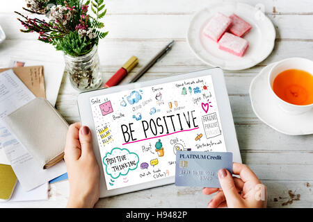 Positivity Message Cartoon Illustrations Concept Stock Photo