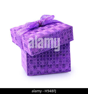 Violet gift box isolated on white background Stock Photo