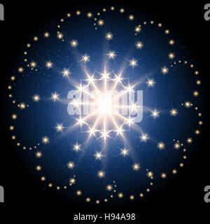 Luxury festive ornament with shiny stars. Holiday decoration element. Vector illustration Stock Vector
