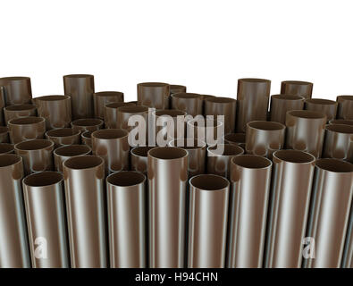 Iron metal tubes isolated on white background Stock Photo