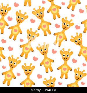 Cute cartoon giraffe seamless texture. Vector illustration Stock Vector