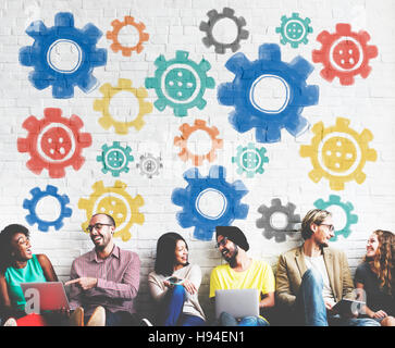 Cog Collaboration Digital Technology Concept Stock Photo