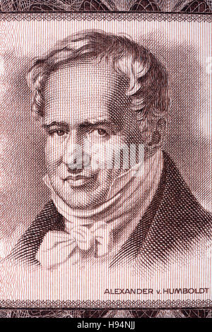 Alexander von Humboldt portrait from old German money Stock Photo