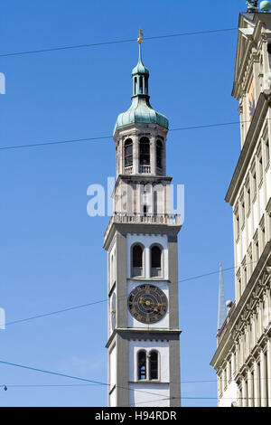 Historic Perlachturm tower in Augsburg (Bavaria, Germany) on a summer day Stock Photo