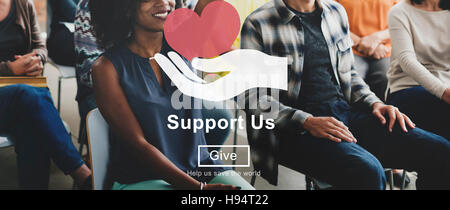 Support us Welfare Volunteer Donations Concept Stock Photo - Alamy