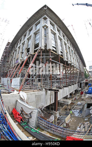 Extensive construction work in progress to convert the Commonwealth Institute building into the new Design Museum in Kensington Stock Photo