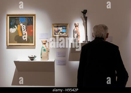 London, UK. 18th Nov, 2016. at the preview at Sotheby's of works on view at four upcoming November auctions featuring Modern & Post-War British Art, A Painter's Paradise (Julian Trevelyan & Mary Fedden at Durham Wharf), Scottish Art and Picasso Ceramics from the Lord & Lady Attenborough Private Collection. Credit:  Stephen Chung/Alamy Live News Stock Photo