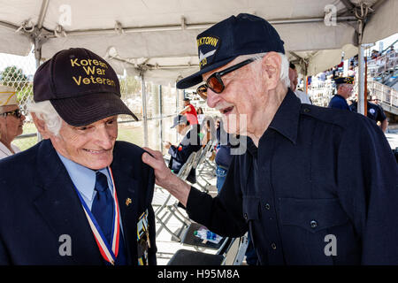 Miami Beach Florida,Veterans Day,celebration activities,Korean War Veteran,senior seniors old citizen citizens pensioner pensioners retired elderly,fr Stock Photo