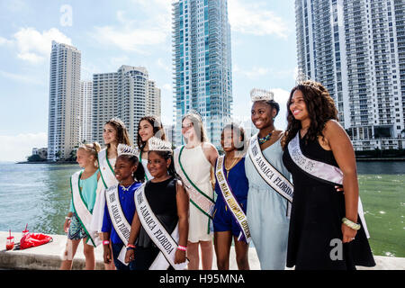 Miami Florida,Downtown Miami Riverwalk Festival,beauty contest winners,Miss JamaicaFlorida Orange Bowl Queen,FL161113038 Stock Photo