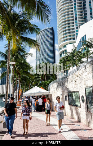 Miami Florida,Downtown Miami Riverwalk Festival,high rise condominiums,FL161113042 Stock Photo