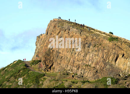 The Radical road on Salisbury Crags in Holyrood park, Edinburgh, Scotland, UK. Stock Photo