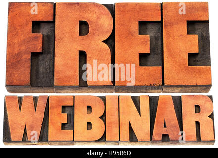 free webinar banner  - internet communication concept - a word abstract  in letterpress wood type printing blocks stained by red ink Stock Photo