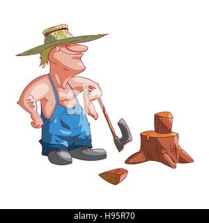 Colorful vector illustration of a cartoon farmer or redneck Stock Vector