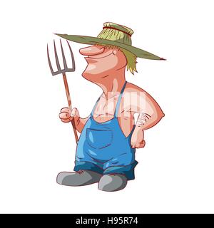 Colorful vector illustration of a cartoon farmer or redneck Stock Vector