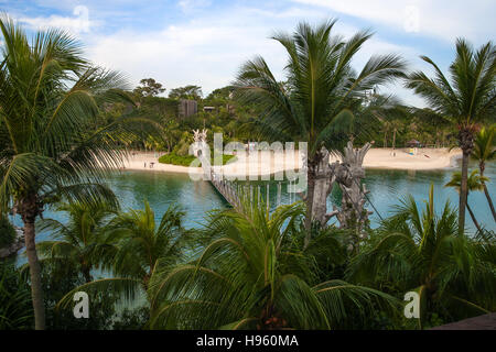 Singapore travel - view of beach in Sentosa island. Stock Photo