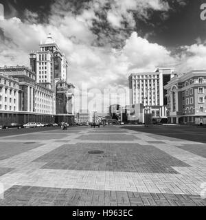 The city of Saransk in the summer. Republic Mordovia, Russia. Black-and-white image. Stock Photo