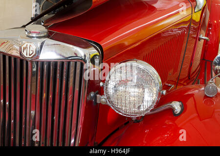 Detail of red 1953 MG TD Midget Stock Photo