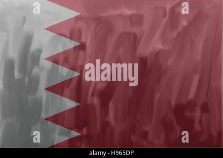 Bahrain painted / drawn vector flag. Dramatic, unusual look. Vector file contains flag and texture layers Stock Vector
