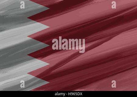 Bahrain painted / drawn vector flag. Dramatic, unusual look. Vector file contains flag and texture layers Stock Vector