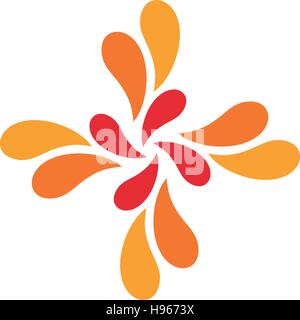 Isolated abstract red and orange cross vector logo. Medical logotype. Flower petals illustration. Floral decorative element. Clinic  hospital emblem. Natural products icon. Stock Vector