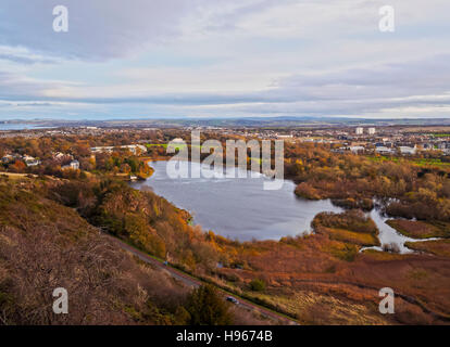 UK, Scotland, Edinburgh, Elevated view of the Duddingston Loch. Stock Photo