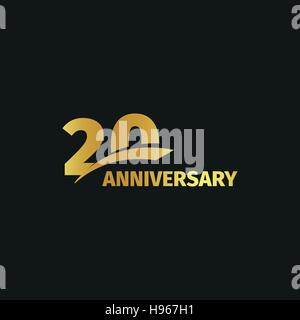 Isolated abstract golden 20th anniversary logo on black background. 20 ...