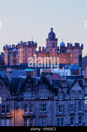 UK, Scotland, Lothian, Edinburgh, Lauriston Place, Twilight view of the George Heriot's School. Stock Photo
