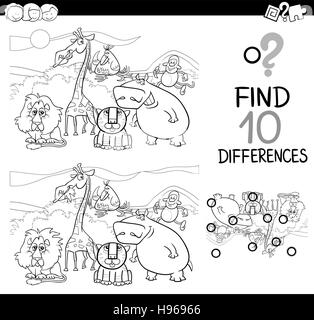 Find ten differences. Cartoon safari african animals. Matching game ...