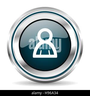 People  vector icon. Chrome border round web button. Silver metallic pushbutton. Stock Vector