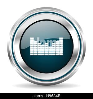 Music  vector icon. Chrome border round web button. Silver metallic pushbutton. Stock Vector
