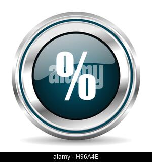 Percentage vector icon. Chrome border round web button. Silver metallic pushbutton. Stock Vector
