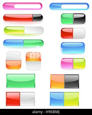 banner, made of bright colored glass, are divided into two buttons. Stock Vector