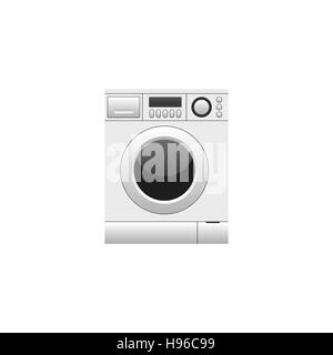 Realistic washing machine front view closed up isolated on white background, vector illustration Stock Vector