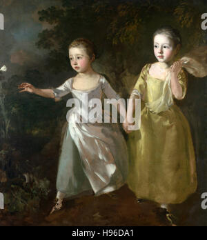 Thomas Gainsborough -  The Painter's Daughters chasing a Butterfly  - 1756 Stock Photo