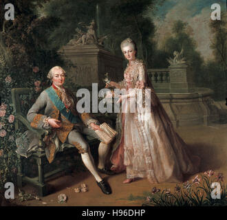 Jean-Baptiste Charpentier -   -  Louis-Jean-Marie de Bourbon, duke of Penthièvre with his daughter, Louise-Adelaide Stock Photo